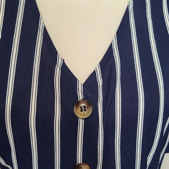 Navy and white striped midi dress - Picture 3 of 7